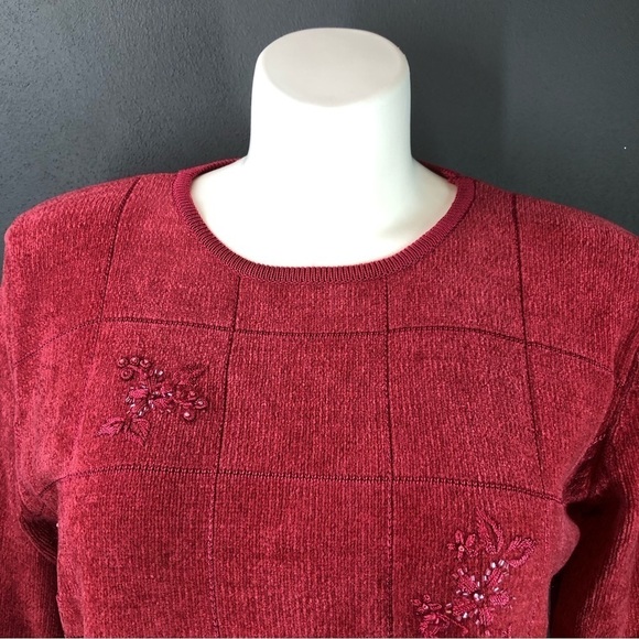 Jenny Dark Pink Embellished Floral Pullover Sweater - Picture 2 of 7